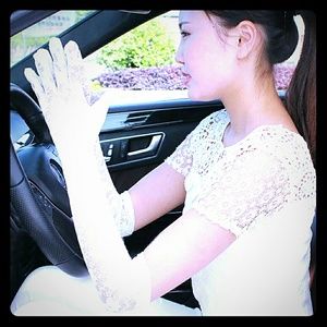 Long White Lace Gloves